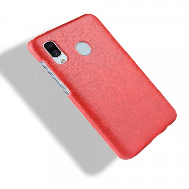 Кожаная накладка-чехол для Samsung Galaxy A30 / A20 (красный)