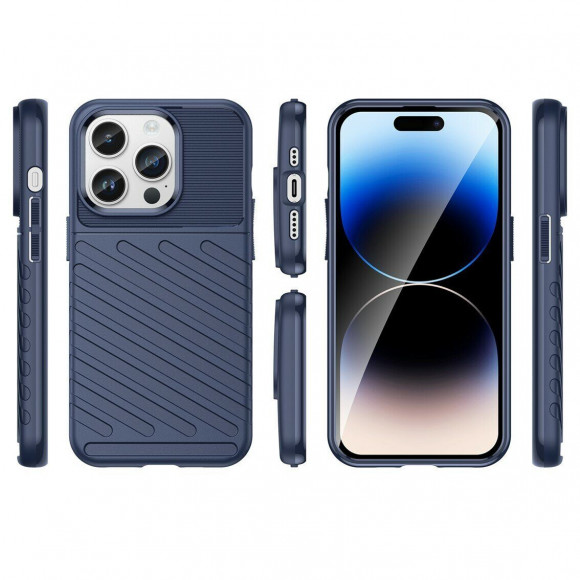 Чехол-накладка Thunder Series для iPhone 15 Pro (темно-синий)