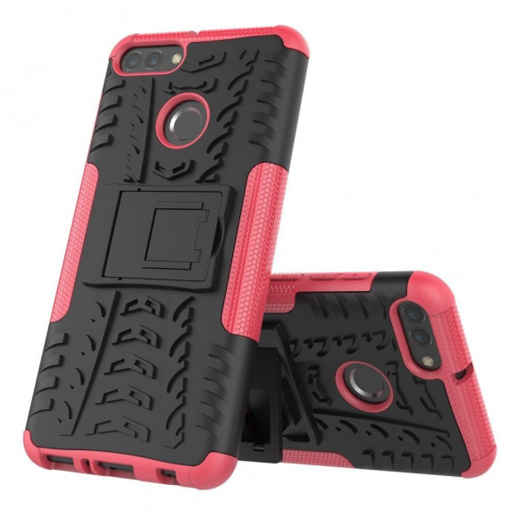Чехол Hybrid Armor для Huawei Y9 (2018) / Enjoy 8 Plus (черный + розовый)