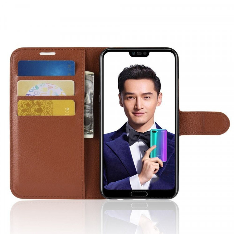 Чехол с визитницей для Huawei Honor 10 (коричневый)