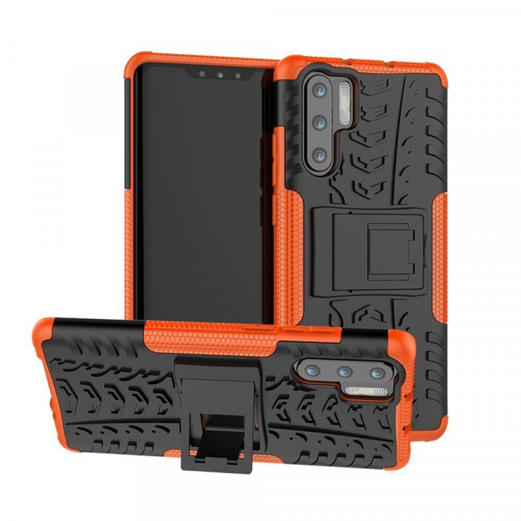 Чехол Hybrid Armor для Huawei P30 Pro (черный + оранжевый)