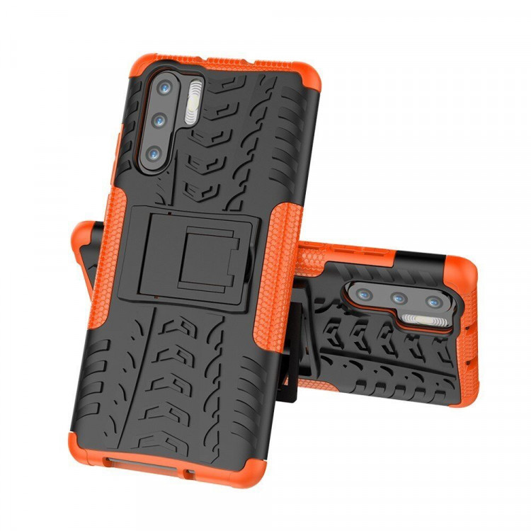 Чехол Hybrid Armor для Huawei P30 Pro (черный + оранжевый)