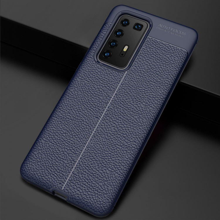 Чехол-накладка Litchi Grain для Huawei P40 Pro (темно-синий)