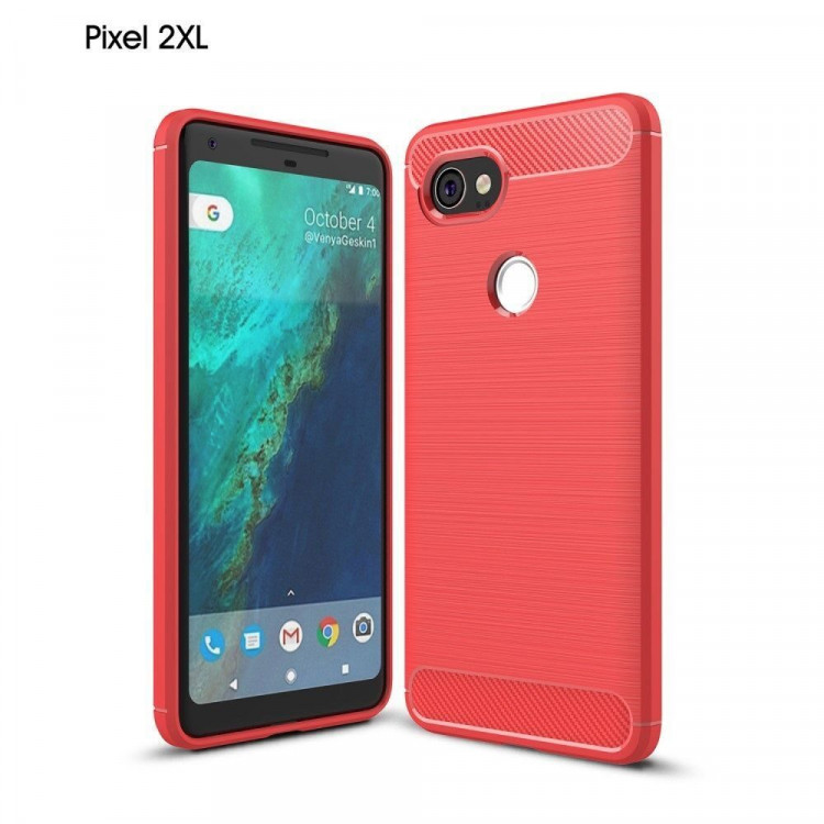 Чехол-накладка Carbon Fibre для Google Pixel 2 XL (красный)