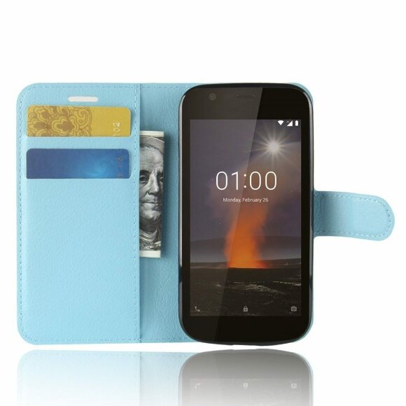 Чехол с визитницей для Nokia 1 (голубой)