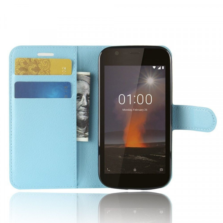 Чехол с визитницей для Nokia 1 (голубой)