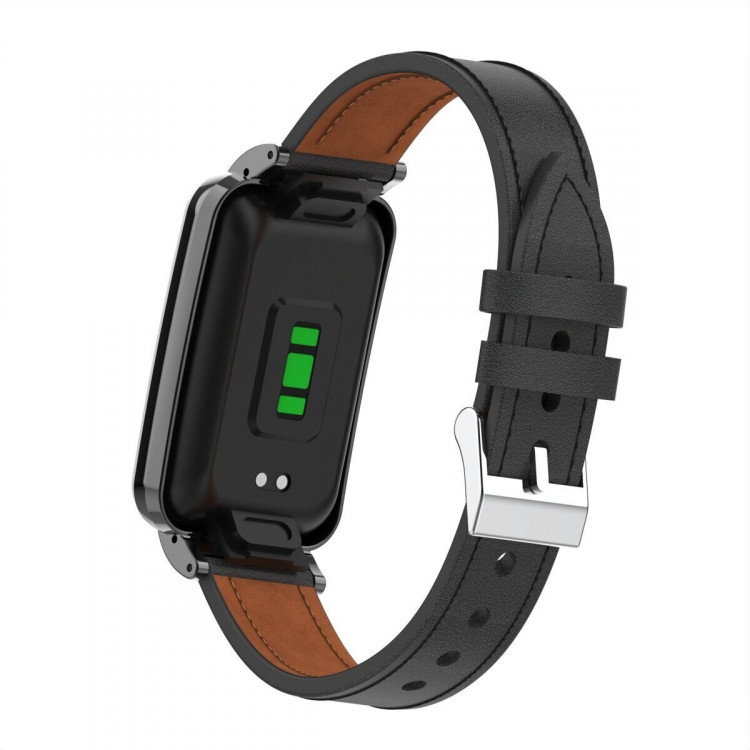 Кожаный ремешок для Xiaomi Smart Band 7 Pro (черный)