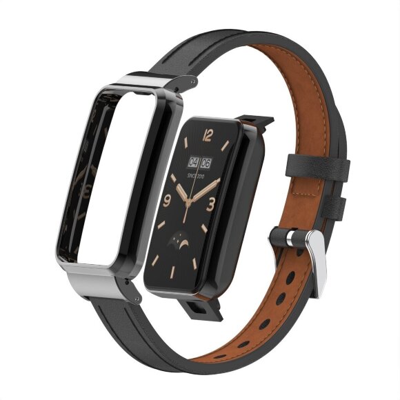 Кожаный ремешок для Xiaomi Smart Band 7 Pro (черный)
