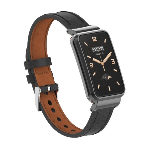 Кожаный ремешок для Xiaomi Smart Band 7 Pro (черный)