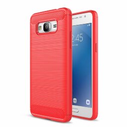Чехол-накладка Carbon Fibre для Samsung Galaxy J2 Prime SM-G532F (красный)