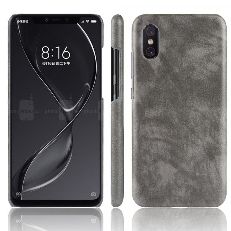Чехол Litchi Texture для Xiaomi Mi 8 Pro (серый)