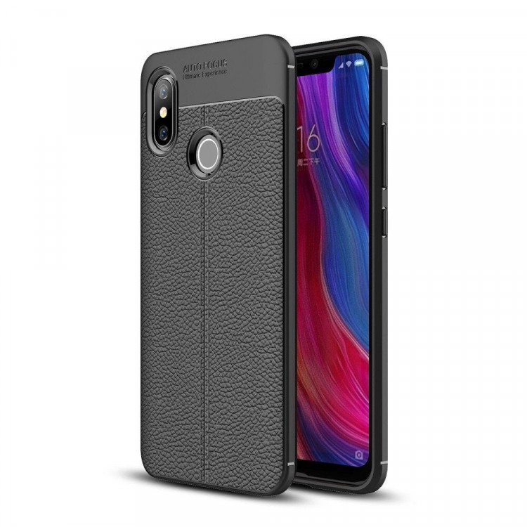 Чехол-накладка Litchi Grain для Xiaomi Mi 8 (черный)