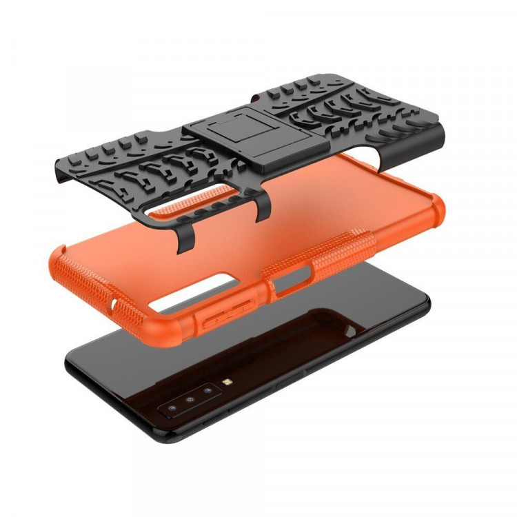 Чехол Hybrid Armor для Samsung Galaxy A7 (2018) (черный + оранжевый)