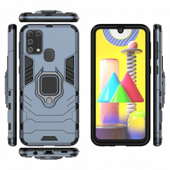 Чехол Armor Ring Holder для Samsung Galaxy M31 (темно-синий)