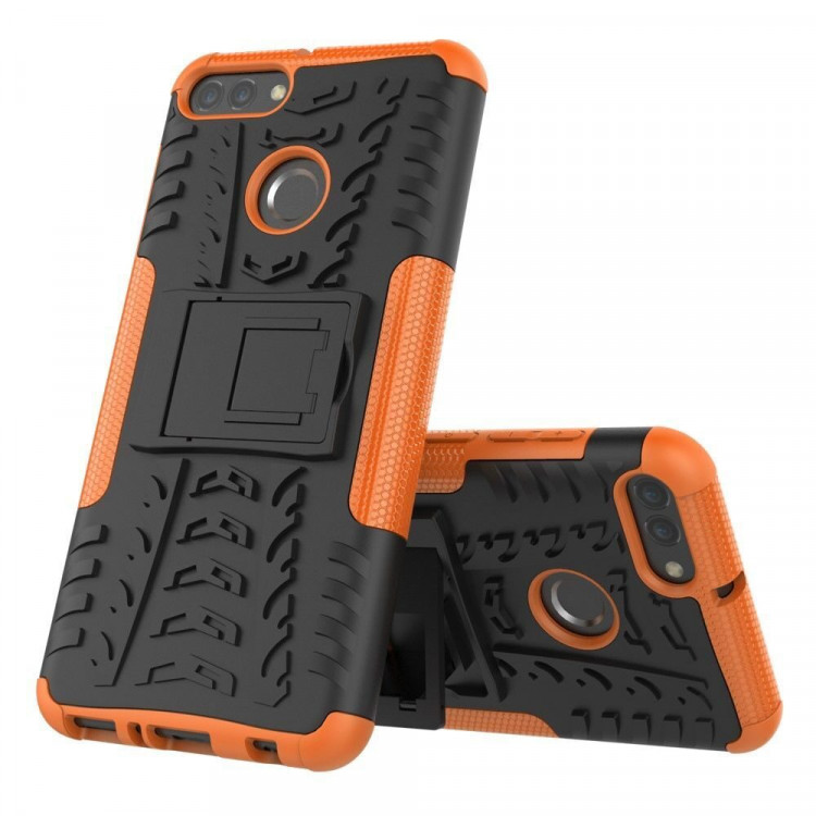 Чехол Hybrid Armor для Huawei Y9 (2018) / Enjoy 8 Plus (черный + оранжевый)