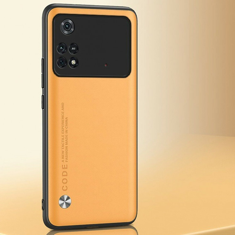 Чехол из искусственной кожи для Xiaomi Poco M4 Pro 4G (желтый)