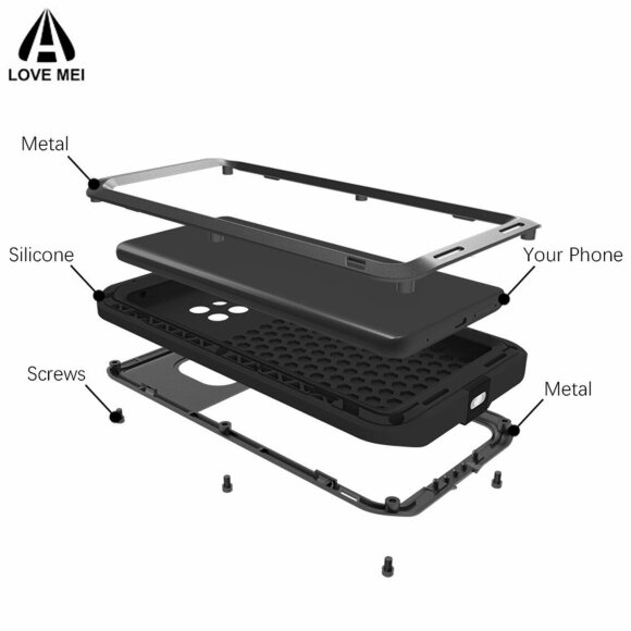 Гибридный чехол LOVE MEI для Huawei Mate 20 Pro (черный)