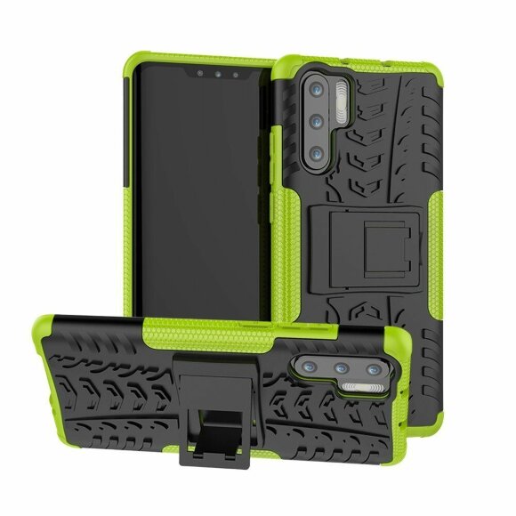 Чехол Hybrid Armor для Huawei P30 Pro (черный + зеленый)