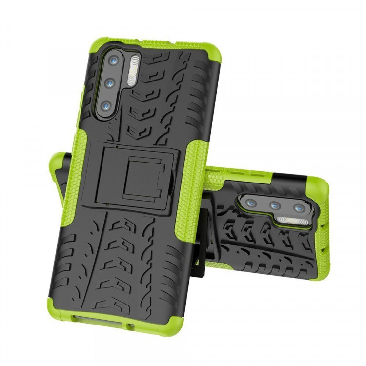 Чехол Hybrid Armor для Huawei P30 Pro (черный + зеленый)