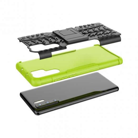 Чехол Hybrid Armor для Huawei P30 Pro (черный + зеленый)