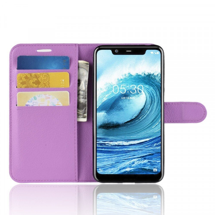 Чехол с визитницей для Nokia 5.1 Plus / Nokia X5 (фиолетовый)