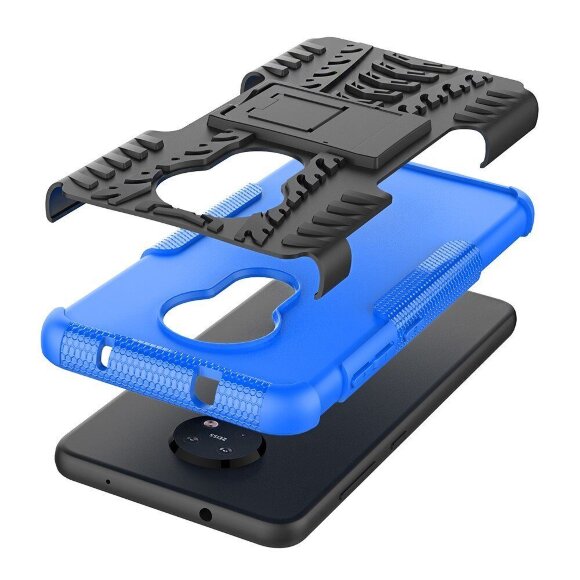Чехол Hybrid Armor для Nokia 7.2 / Nokia 6.2 (черный + голубой)