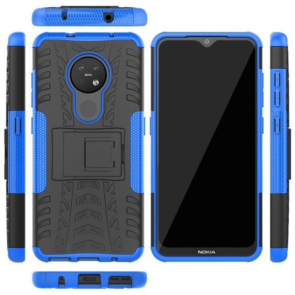 Чехол Hybrid Armor для Nokia 7.2 / Nokia 6.2 (черный + голубой)
