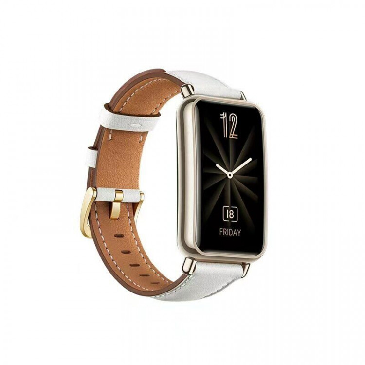 Кожаный ремешок для Huawei Watch Fit Mini и часов с креплением 16мм (белый)