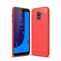 Чехол-накладка Carbon Fibre для Samsung Galaxy J6 (2018) (красный)