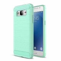 Чехол-накладка Carbon Fibre для Samsung Galaxy J2 Prime SM-G532F (сине-зеленый)
