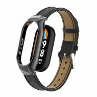Кожаный ремешок для Xiaomi Mi Smart Band 8, Xiaomi Mi Band 8 (черный)