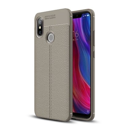 Чехол-накладка Litchi Grain для Xiaomi Mi 8 (серый)