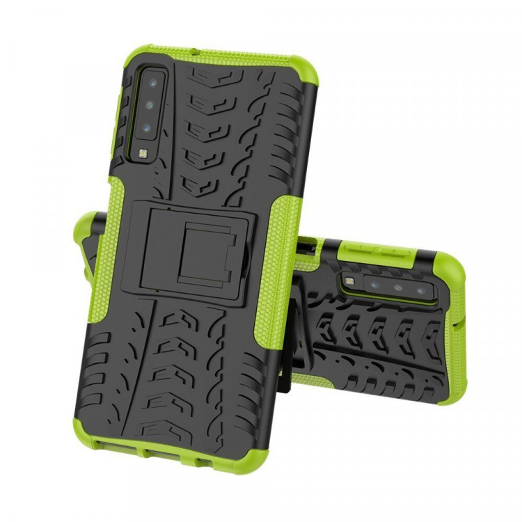 Чехол Hybrid Armor для Samsung Galaxy A7 (2018) (черный + зеленый)