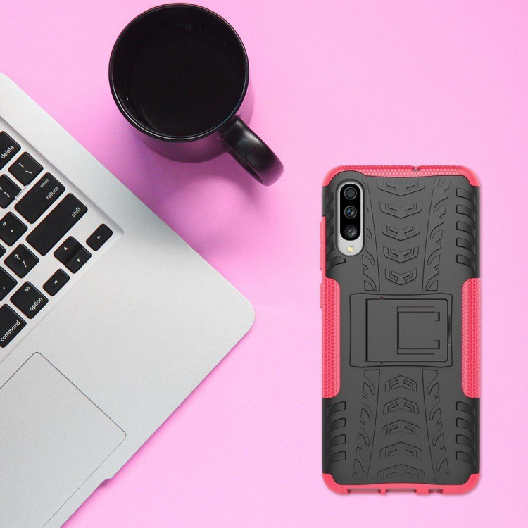 Чехол Hybrid Armor для Samsung Galaxy A70 (черный + розовый)