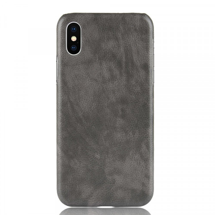 Чехол Litchi Texture для iPhone X / XS (серый)