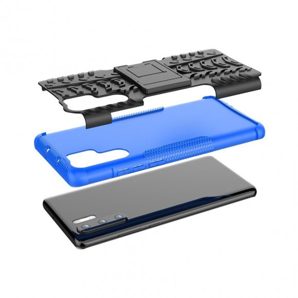 Чехол Hybrid Armor для Huawei P30 Pro (черный + голубой)