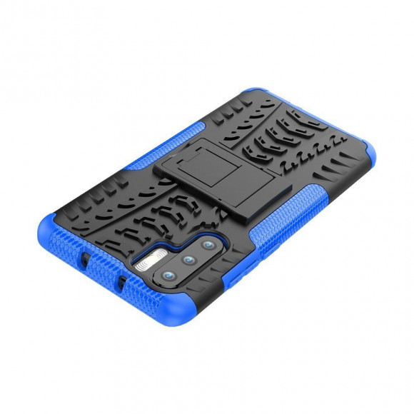 Чехол Hybrid Armor для Huawei P30 Pro (черный + голубой)