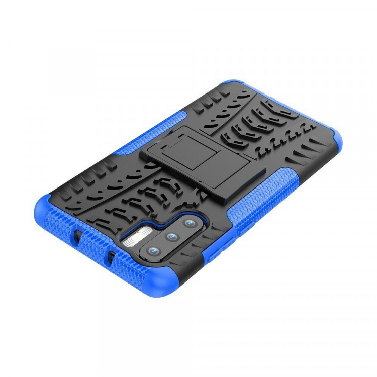 Чехол Hybrid Armor для Huawei P30 Pro (черный + голубой)