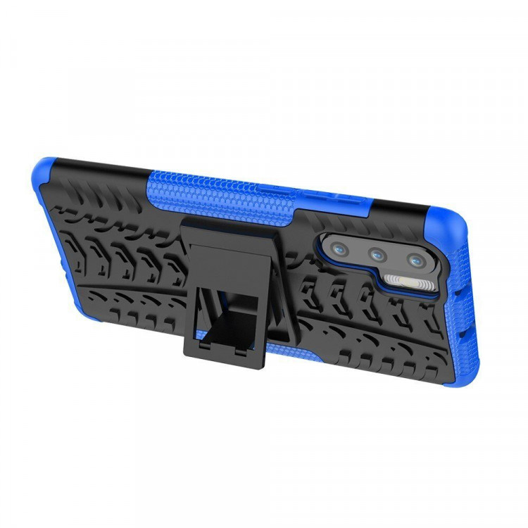 Чехол Hybrid Armor для Huawei P30 Pro (черный + голубой)