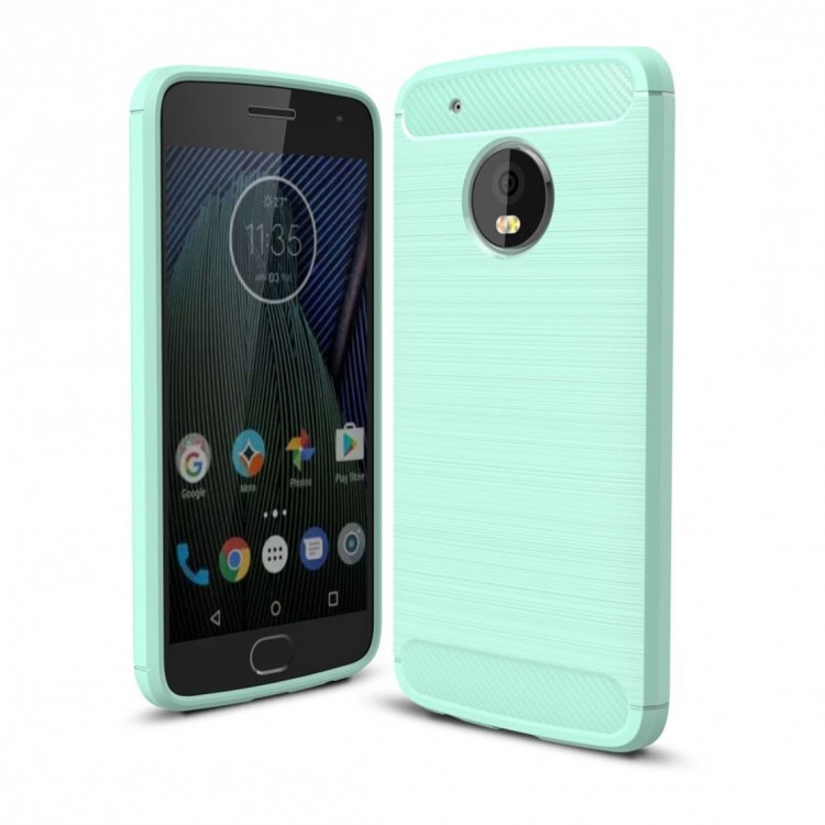 Чехол-накладка Carbon Fibre для Motorola Moto G5 Plus (сине-зеленый)
