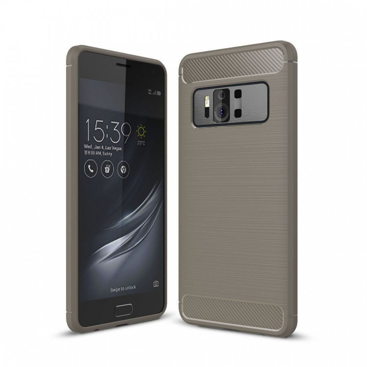 Чехол-накладка Carbon Fibre для ASUS Zenfone AR ZS571KL (серый)