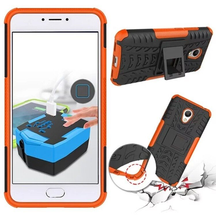 Чехол Hybrid Armor для Meizu M3 / M3s (черный + оранжевый)
