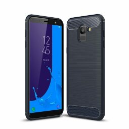 Чехол-накладка Carbon Fibre для Samsung Galaxy J6 (2018) (темно-синий)