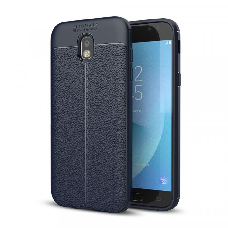 Чехол-накладка Litchi Grain для Samsung Galaxy J5 2017 (темно-синий)