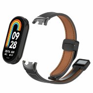 Кожаный ремешок с магнитной застежкой для Xiaomi Mi Smart Band 8, Xiaomi Mi Band 8 (черный) Кожаный ремешок с магнитной застежкой для Xiaomi Mi Smart Band 8, Xiaomi Mi Band 8 (черный)