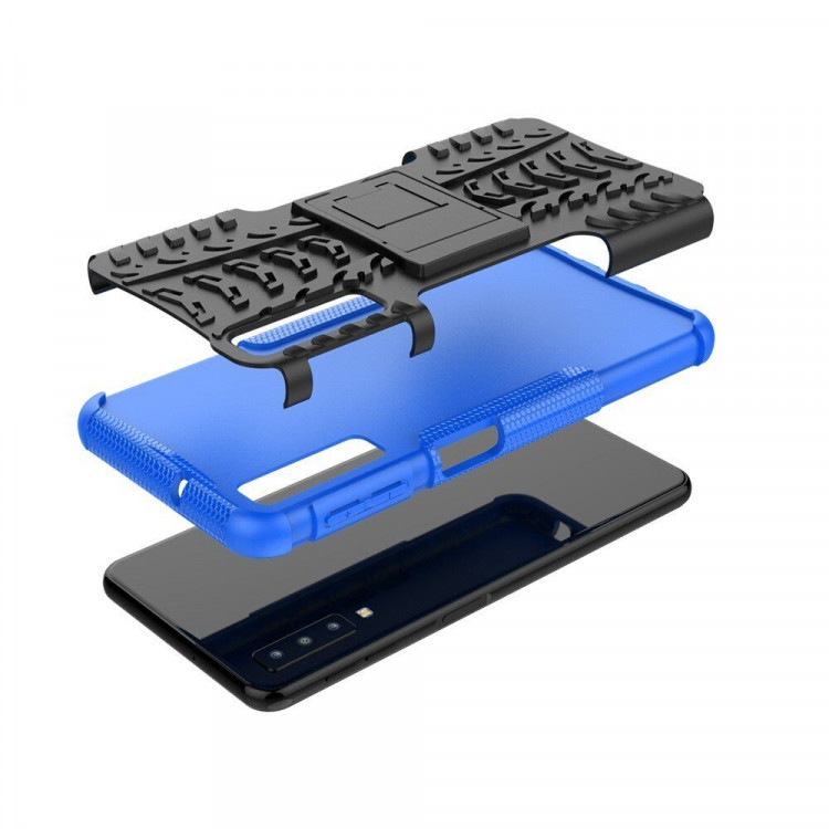 Чехол Hybrid Armor для Samsung Galaxy A7 (2018) (черный + голубой)