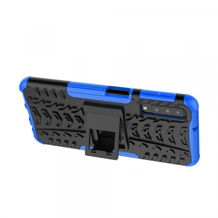Чехол Hybrid Armor для Samsung Galaxy A7 (2018) (черный + голубой)