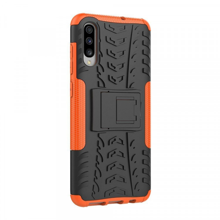 Чехол Hybrid Armor для Samsung Galaxy A70 (черный + оранжевый)