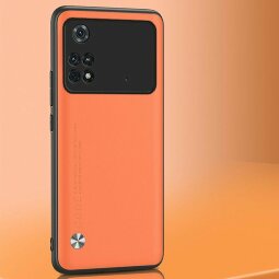 Чехол из искусственной кожи для Xiaomi Poco M4 Pro 4G (оранжевый)