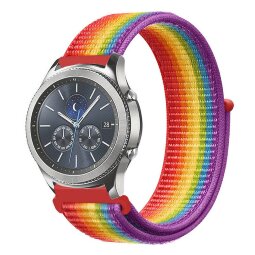 Нейлоновый ремешок для Samsung Galaxy Watch 20мм (красный + радужный)